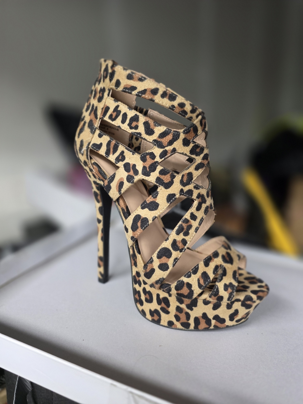 Cathy Jean Leopard Print Strappy Platform High Heel